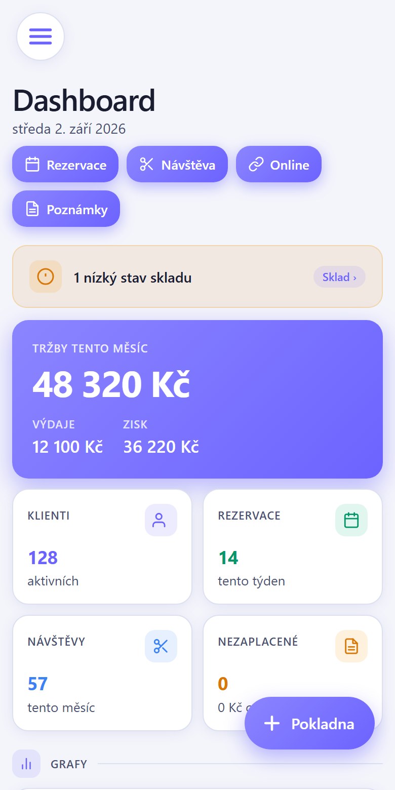 Přehled salonu v aplikaci ECO B. Salon
