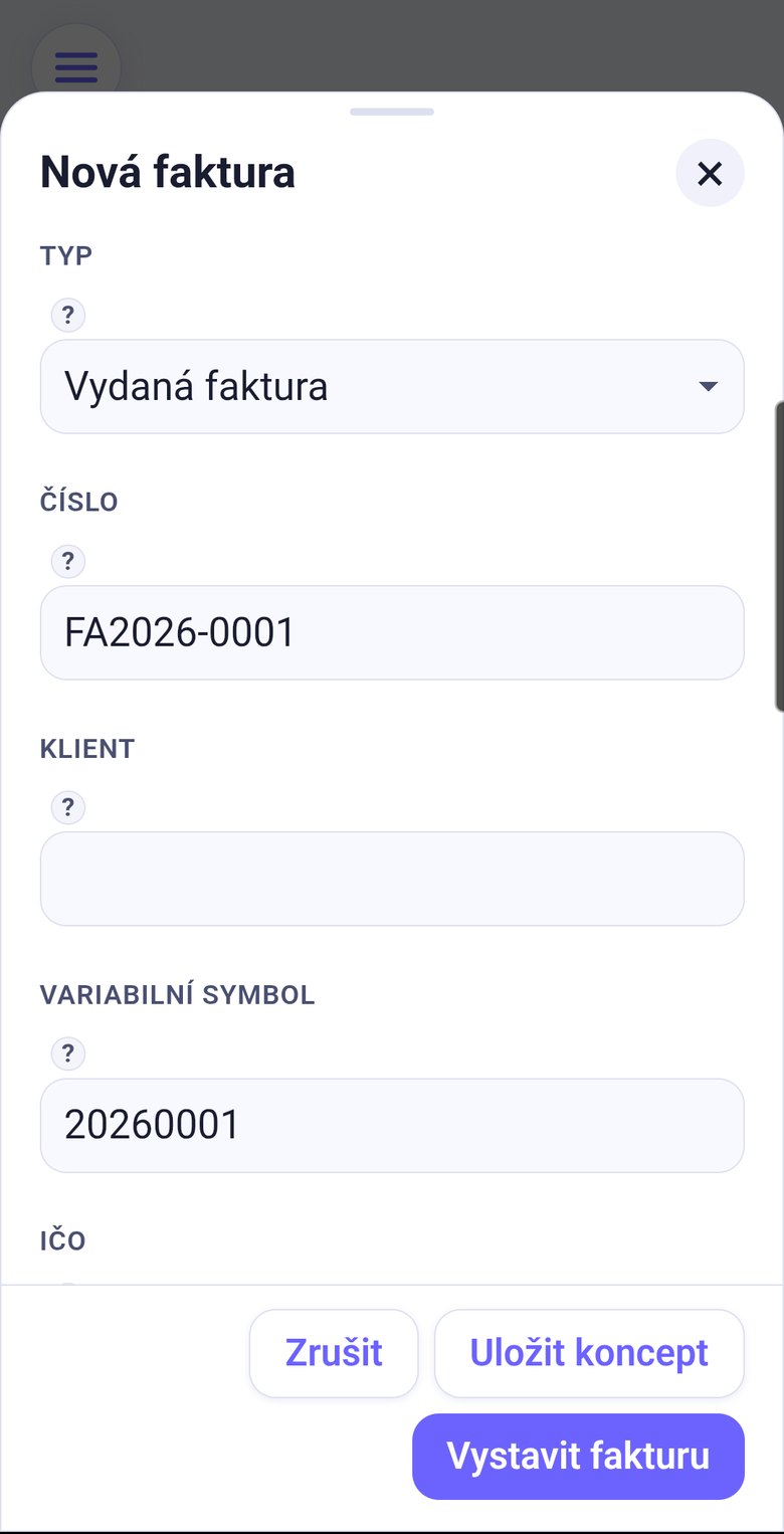 Formulář nové faktury