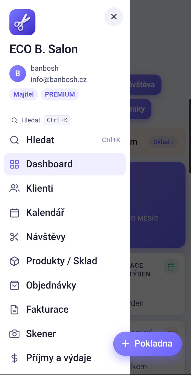 Hlavní menu aplikace