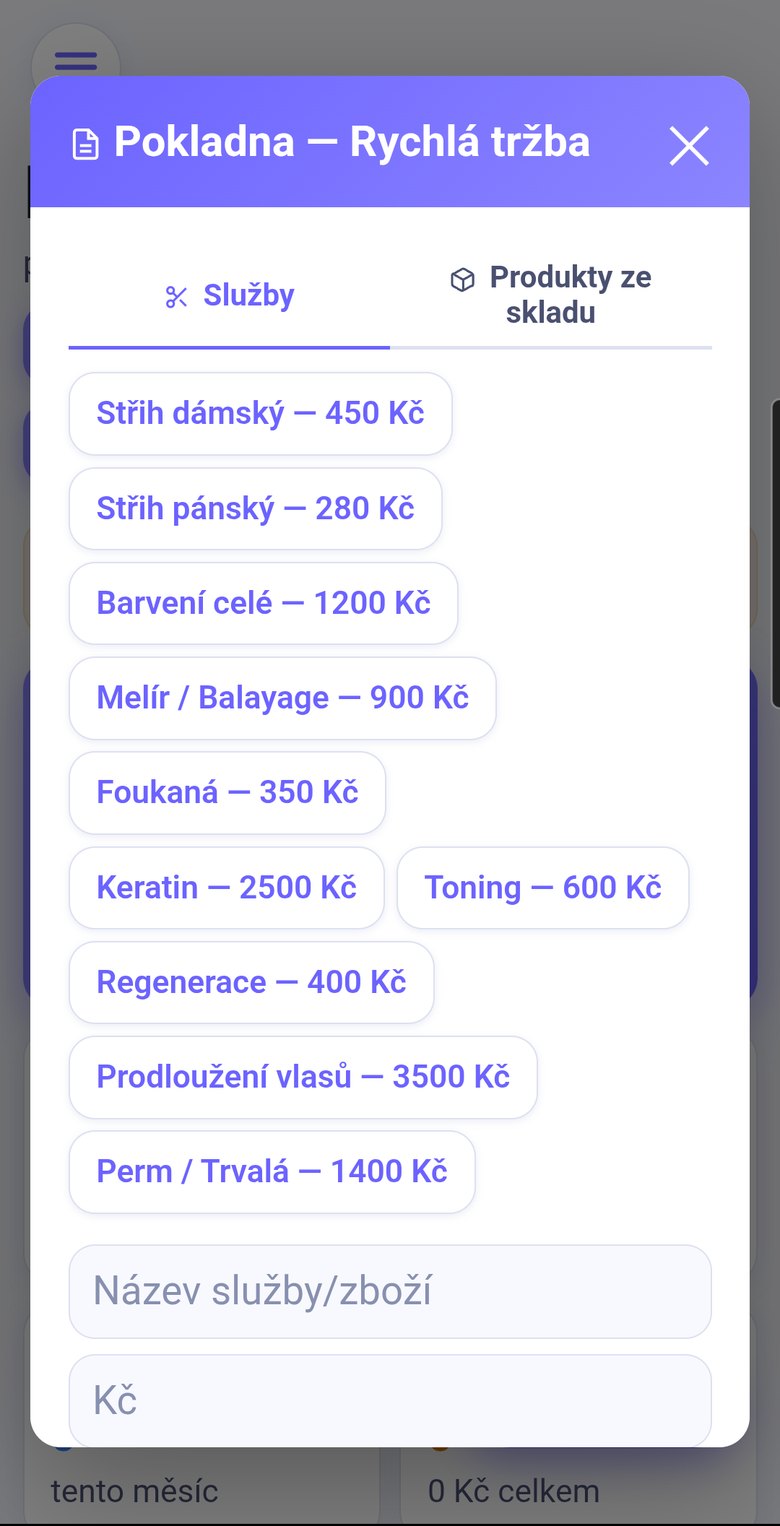 Pokladna, rychlý prodej